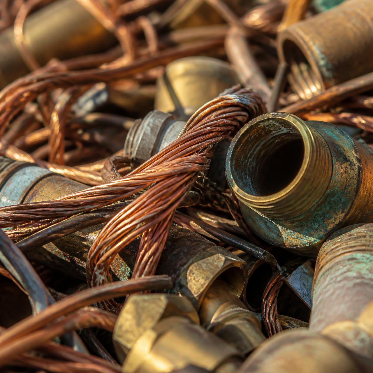 Detail of copper wire and brass fittings